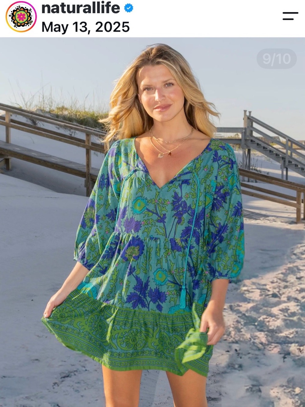 Small NATURAL LIFE Teal & Purple Floral Tiered Dress